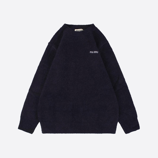 ミュウミュウ カシミア&シルクセーター ネイビー