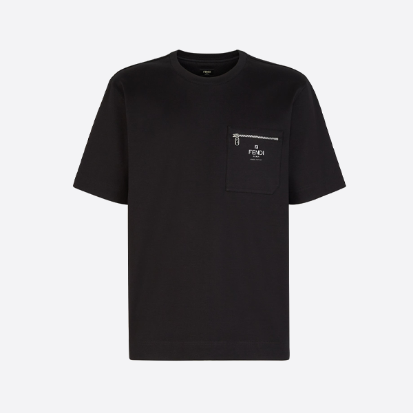 フェンディ プリントポケット 半袖Tシャツ、ブラック