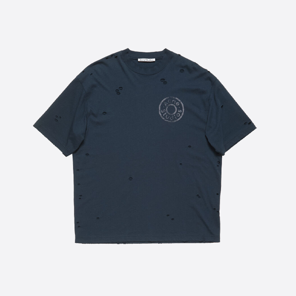 アクネ ストゥディオズのリップド パッチワーク Tシャツ