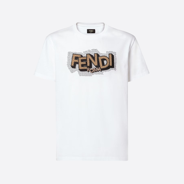 フェンディ柄Tシャツ、ホワイト