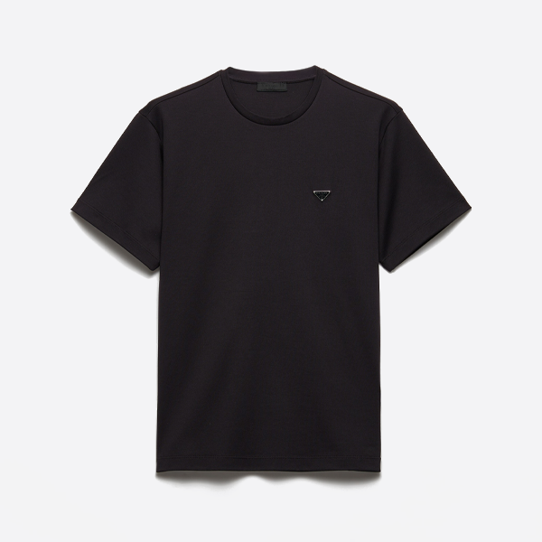 プラダのクラシックなトライアングルロゴ入り半袖Tシャツ