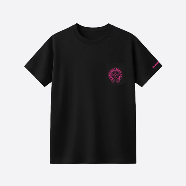 クロムハーツ ピンクホースシュークロスプリント 半袖Tシャツ(ブラック)