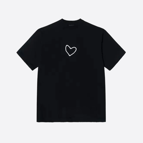 バレンシアガ シリコン製ハート型ロゴ入り半袖Tシャツ