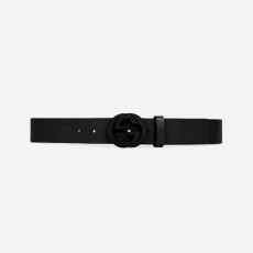 グッチインターロッキングダブルGバックルレザーベルトブラック（4.0CM）474313 UCGAN 1000