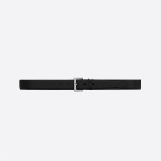 サンローランCASSANDREグレインエンボスレザースクエアバックルベルトブラックシルバー（3.0CM）634440BTY0X1000