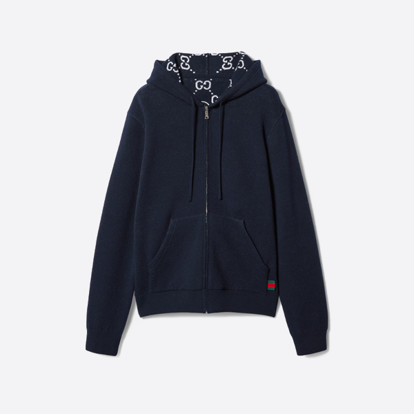 グッチ GGパターン カシミヤ ジップアップ フーディー
