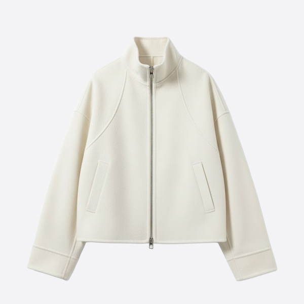 エルメス ダブルフェイス カシミヤ ジップジャケット ホワイト