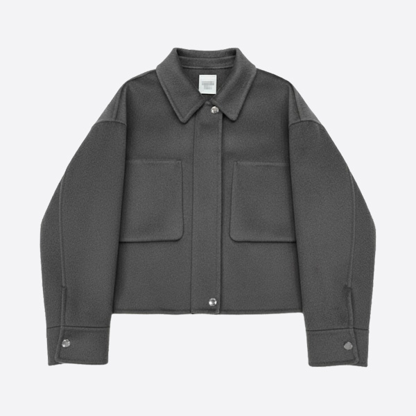 エルメス ウールカシミヤ ダブルフェイス シャツジャケット グレー